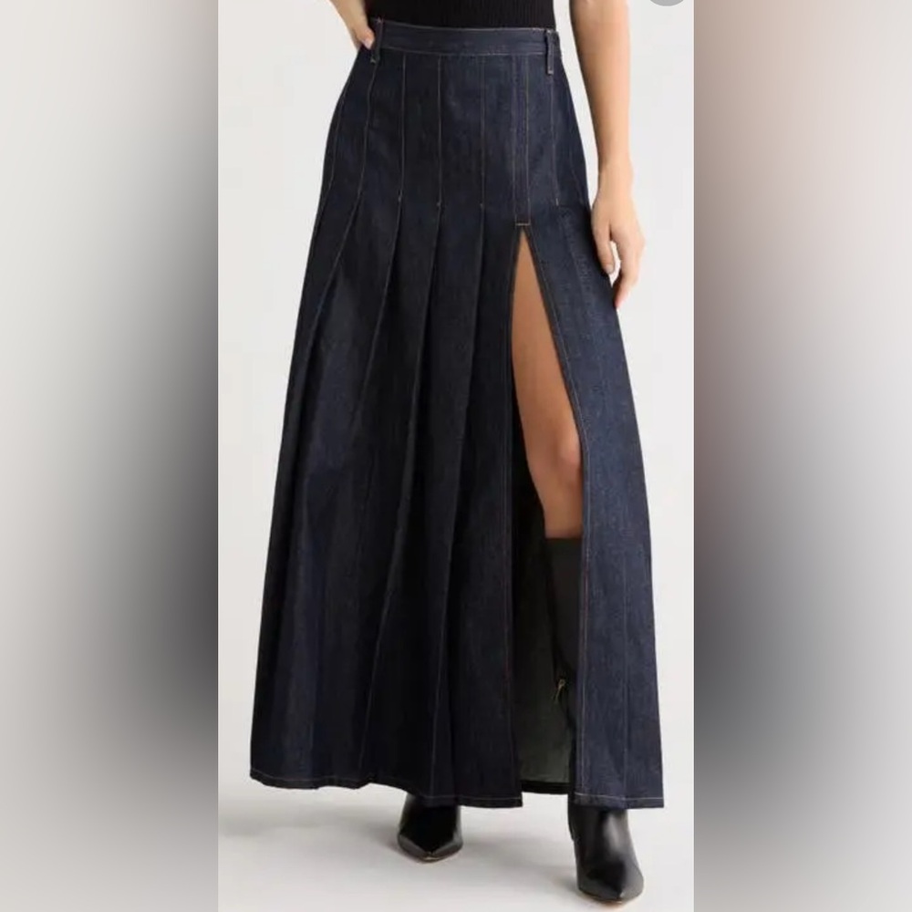 Topshop Denim Maxi Skirt with Slit